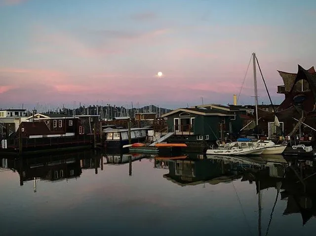 Sunset and Moonrise in Sausalito